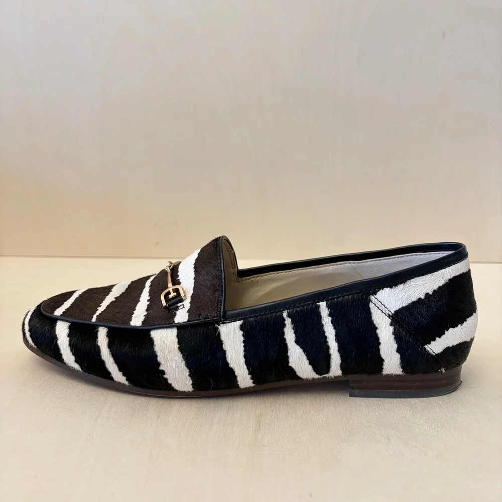 Sam Edelman Loraine Bit Loafer Womens 11 Zebra Print Calf Hair Leather Flats Box